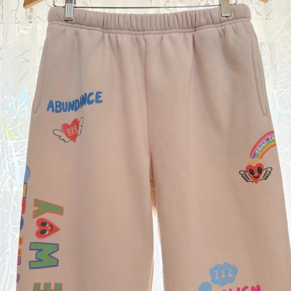 THE MAYFAIR GROUP I SCREAM COLOUR CREAM DRAWING ANGELS ALL AROUND YOU SWEATPANTS - Picture 3 of 15